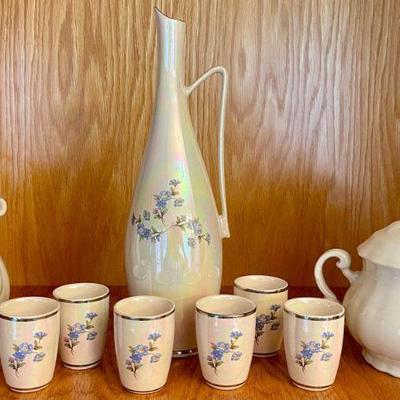 7 Piece Sumer Bank Turkmali Tea Set And An Alhambra Creamer And Sugar With Lid