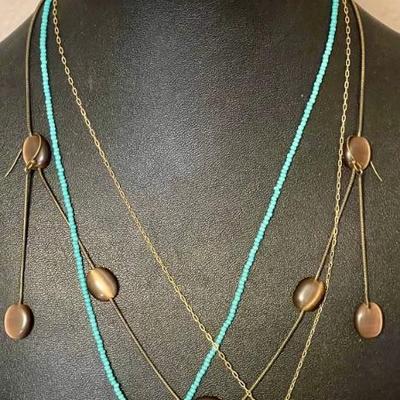 Red Coral And Turquoise Necklace & Earrings - Tigers Eye Set & Scrimshaw Gold Filled Necklace