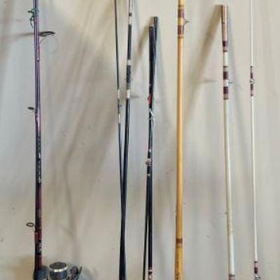 (5) Vintage Fishing Rods - Johnson Series 400,  Zebco Basspro Bionic Blade