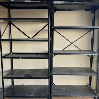 Pair Of Black Metal Storage Shelves (As Is)