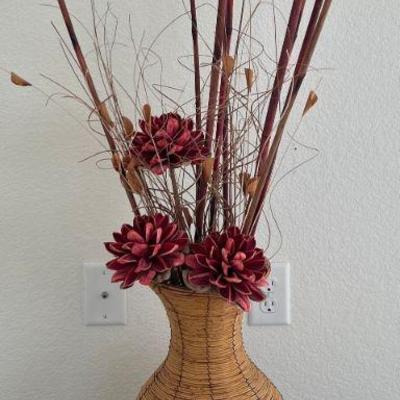 20.5" Rattan Vase With Faux Branches