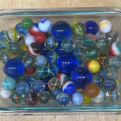 Lot Of Assorted Marbles - Blood Agate, Jadeite, Cat's Eyes, And More