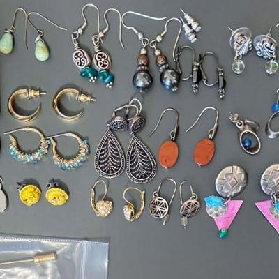 Assorted Costume Jewelry Earrings - Monet - K C - Bead - Enamel - Stone 