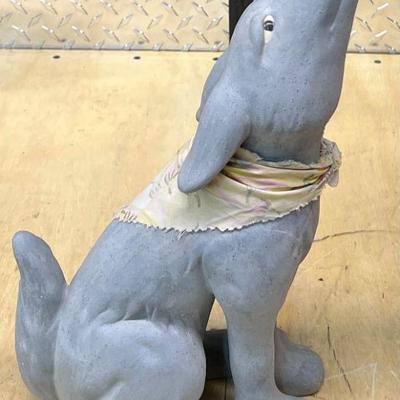 15" Ceramic Howling Coyote Figurine With Bandana