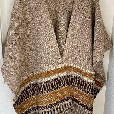 Vintage Hand Made Wool Serape With Fringe
