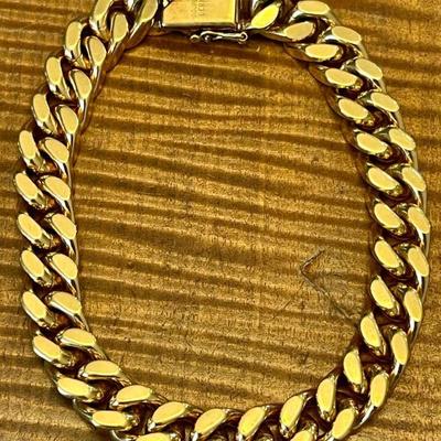 Vintage Men's Douplay Germany Gold Tone Heavy Chain Link 9" Bracelet