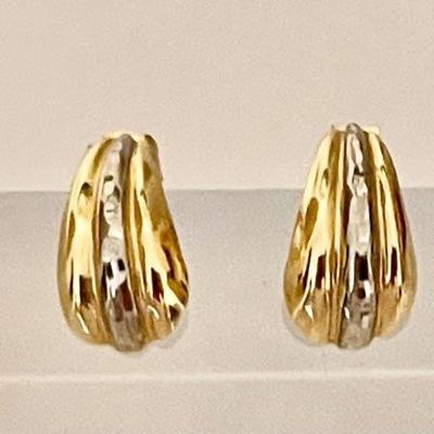 14k Gold Post Earrings - Total Weight .64 Grams