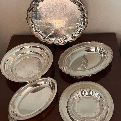 (6) Assorted Silver Plate And Silver On Copper Serving Dishes