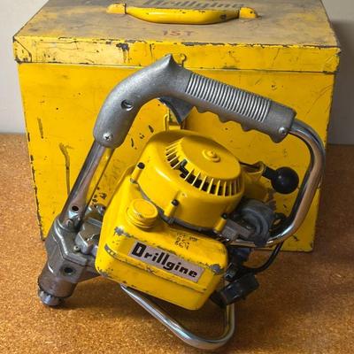 Vintage Drillgine Gas Powered Drill With Metal Case