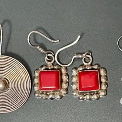 (4) Pairs Of Vintage Sterling Silver Wire Earrings - Total Weight 23 Grams