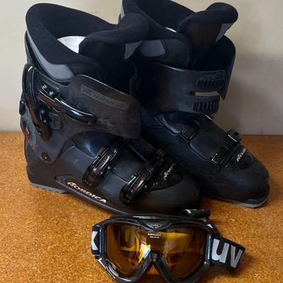 Pair Of Nordica Trend 03 Ski Boots With Uvex Goggles