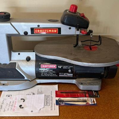Craftsman 16" Variable Speed Scroll Saw With Manual And Extra Blades 