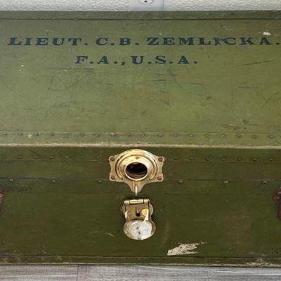 Vintage Army Footlocker - Lieut. C.B. Zemlicka USA ( As Is )