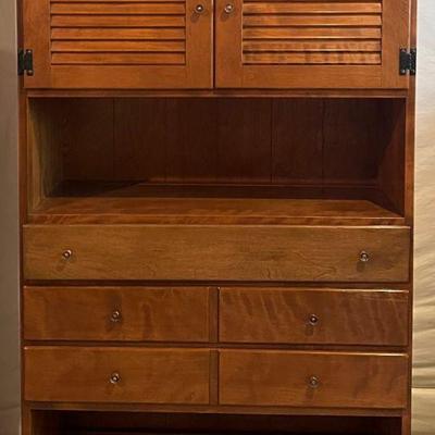 Vintage Ethan Allen Solid Maple And Birch 3-drawer Cabinet With Top Storage 