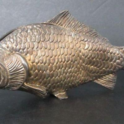 Vintage Modello Depositato Brass Carp Napkin Holder - 8¾"