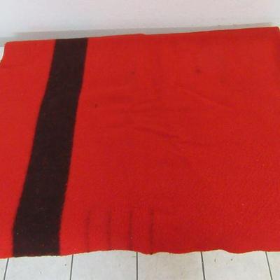 Hudson's Bay 100% Pure Wool 4 Point Blanket - Red with Black Stripe - Double Bed Size