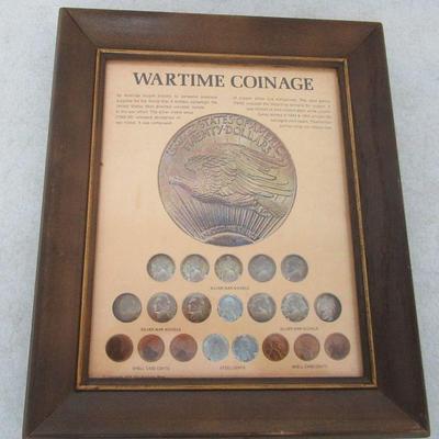 Vintage 1974 Framed Kennedy Mint "Wartime Coinage" - 10½" x 12½"