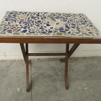 Vintage Mosaic Top Folding Table - 26" x 15½" x 20½"