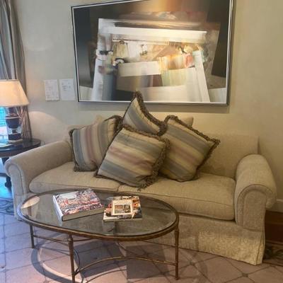 CUSTOM MADE IVORY COUCH WITH STP PILLOWS