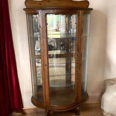 Classic oak curio cabinet