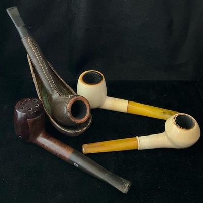 Mastercraft weather spark proof, canadian kidskin briar pipes & holder