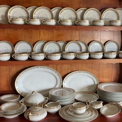 Antique haviland co. limoges green & gold china set