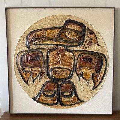 Interior salish art thunderbird resin like artwork
