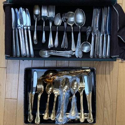 Silver and gold plated flatware