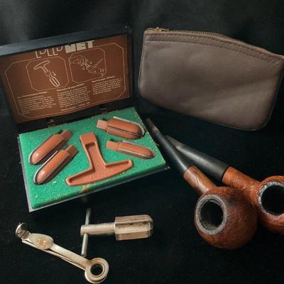 Briar pipes from israel pip net pipe cleaning kit, & tobacco pouch