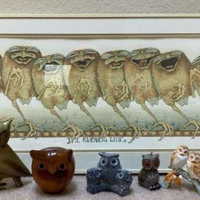 J p. morgan "the chorus line" litho and owl collectibles