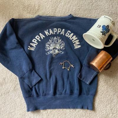 Vintage sorority sweatshirt and football charm bracelet
