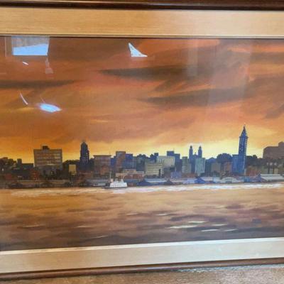 Artist perry acker seattle skyline" watercolor