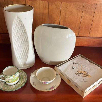 Wedgwood lenox demitasse cup & saucer, lenox vase & more