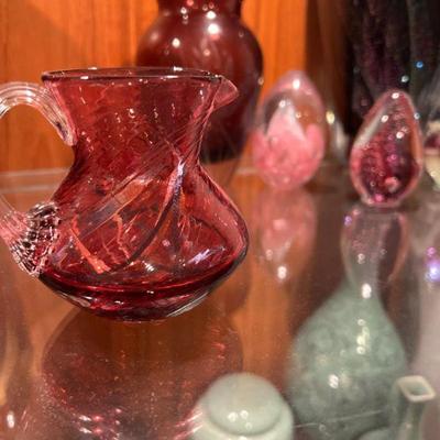 Red glass pitcher