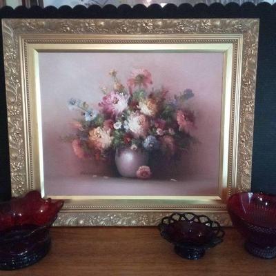 As194 red glass painting