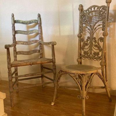 As215 two wicker chairs