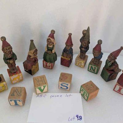 Nine Tom Clark Alphabet Gnomes, signed.