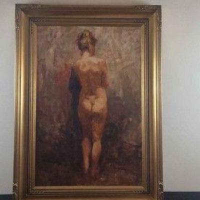 Hand Painted "Standing Nude" Signed Art