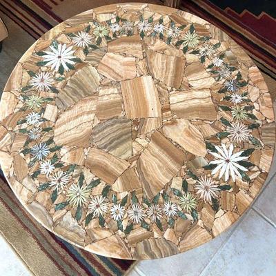 Unique stone tile top side table
