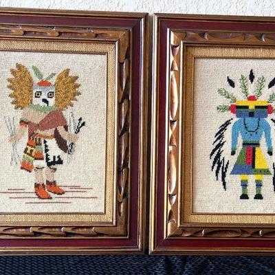 Southwestern kachina needlepoint art