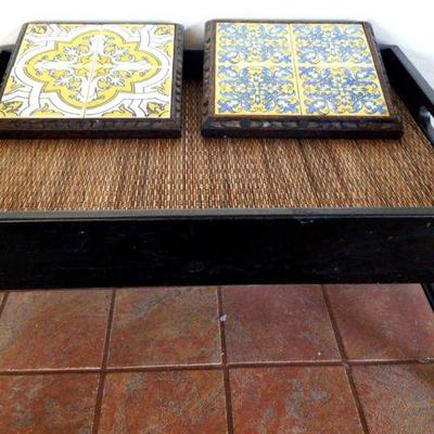Bamboo wood tray, mexican tiles