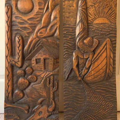 Vintage lucio carved panels