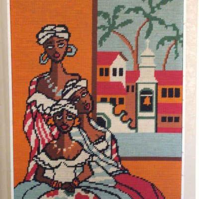 Beautiful hand needlepointed african woman