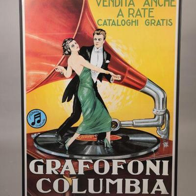 Large Italian Grafofoni Columbia victrola poster