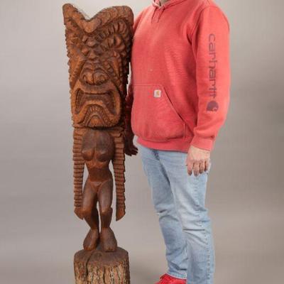 5 ft 3 in tall Carved Hawaiian Tiki statue
