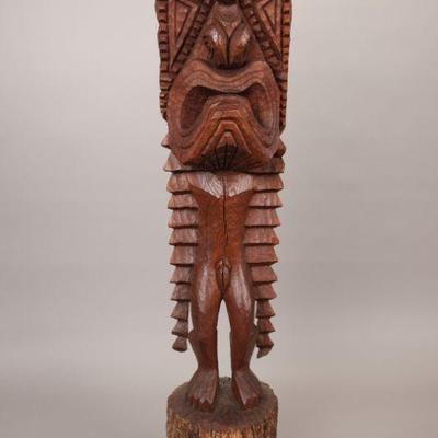 4 ft 8 in tall Carved Hawaiian Tiki statue