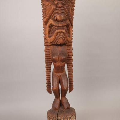 5 ft 3 in tall Carved Hawaiian Tiki statue