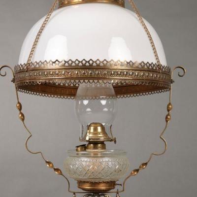 Victorian parlor Kerosene  hanging lamp