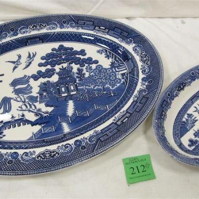 two Johnson Brothers blue willow platters.  Newer