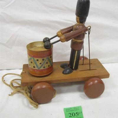 AS IS drummer wood pull toy